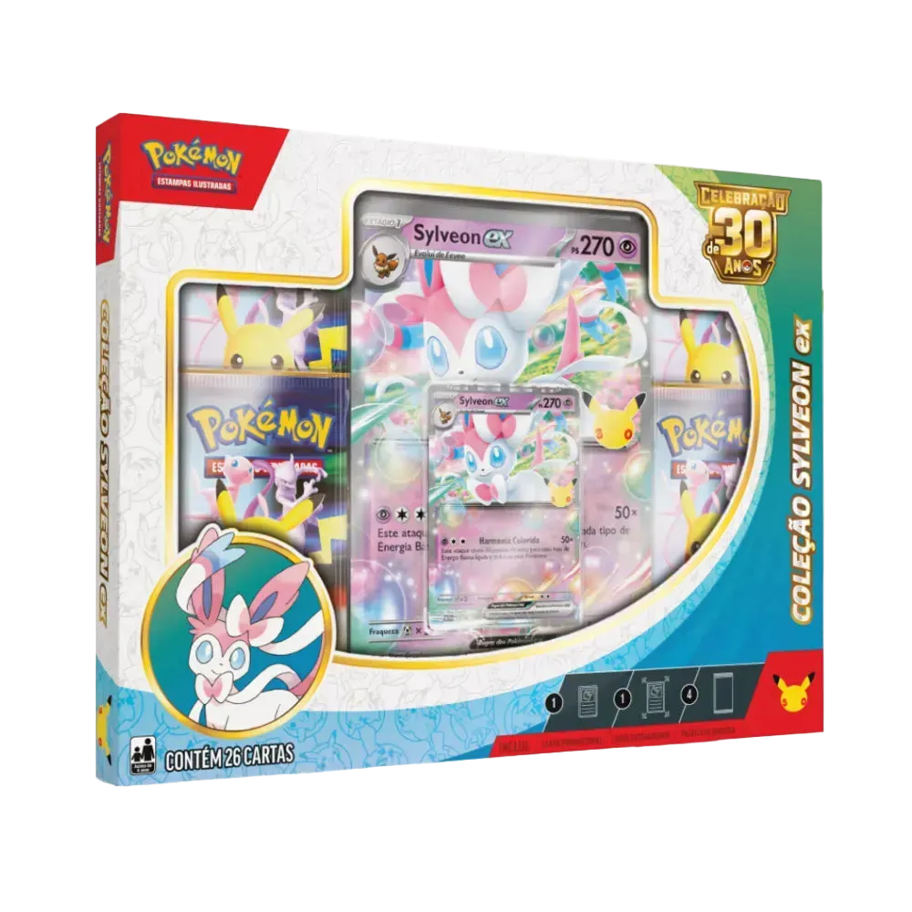 Box Coleção Celebração de 30 Anos (Sylveon ex) Pokémon TCG PT-BR