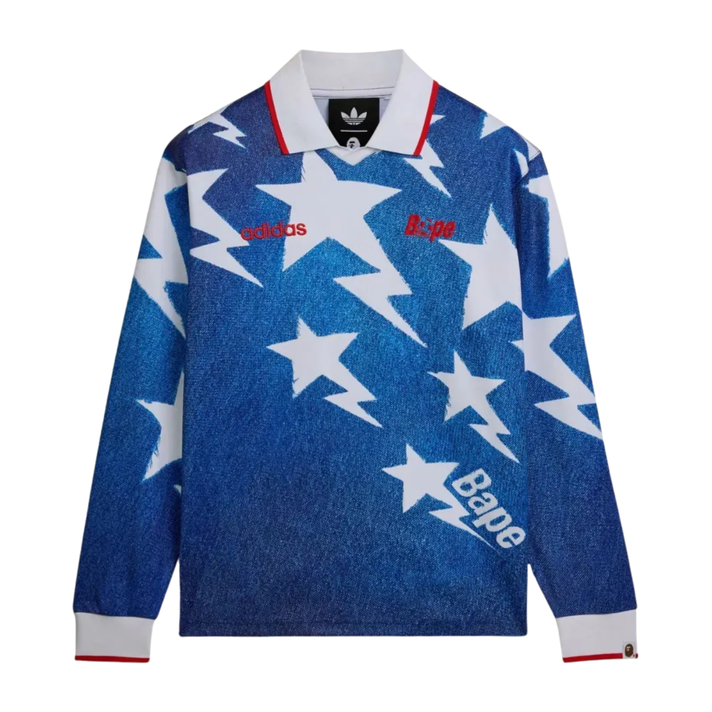 Bape x adidas Camiseta Manga Longa LSL Star Medium Blue Denim