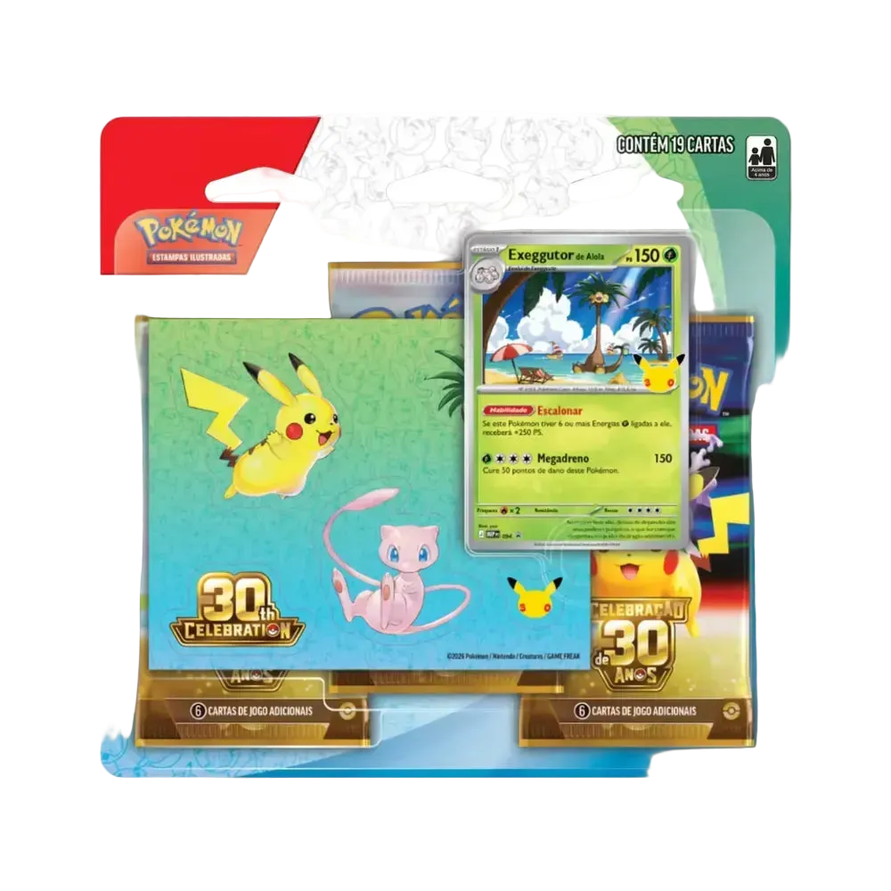 Blister Triplo Sticker Celebração de 30 Anos (Exeggutor) Pokémon TCG PT-BR