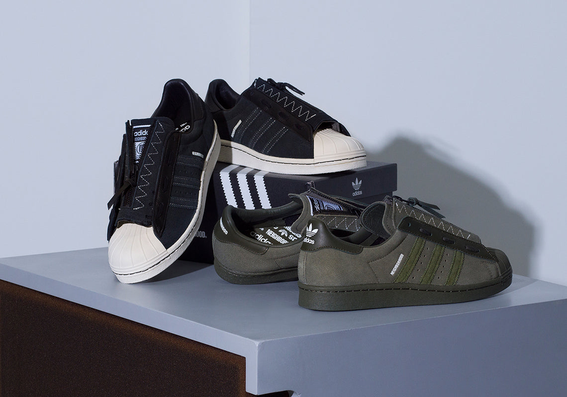 NEIGHBORHOOD E ADIDAS REVELAM NOVA COLABORAÇÃO COM SUPERSTAR 80S