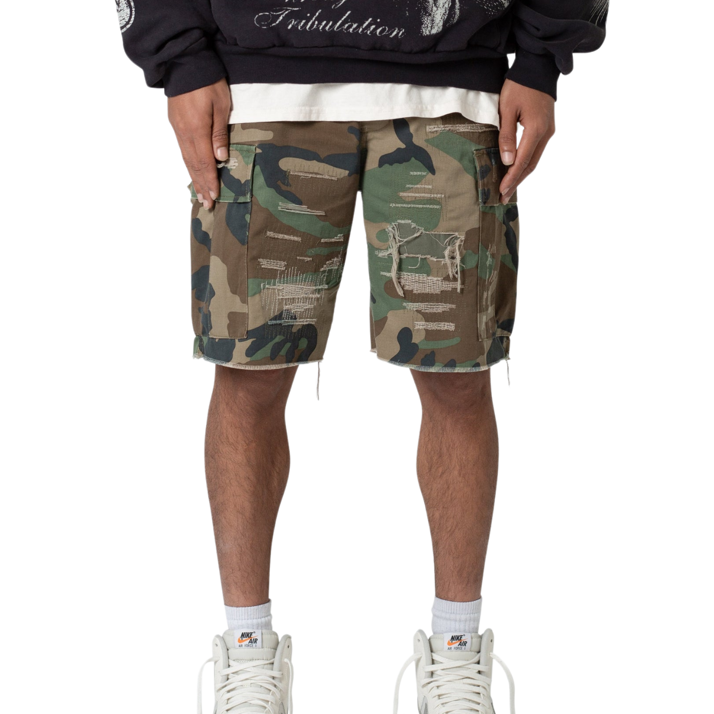 Shorts MNML Distressed Cargo Camo