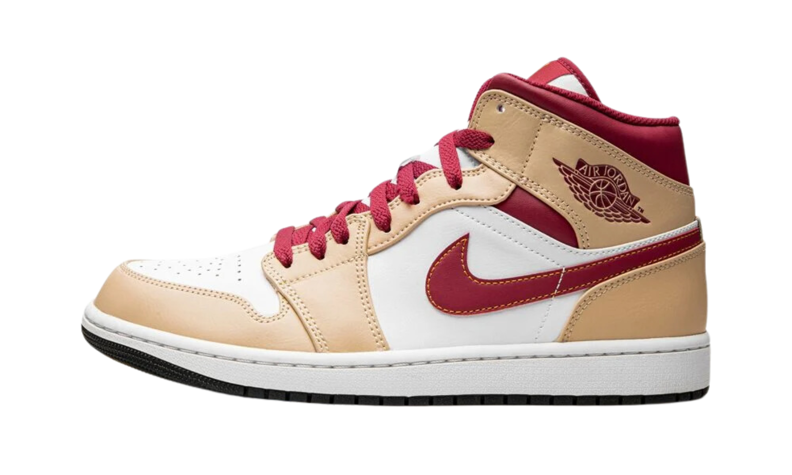 Jordan 1 Mid Light Curry Cardinal