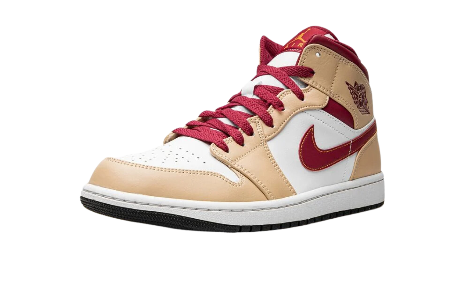 Jordan 1 Mid Light Curry Cardinal