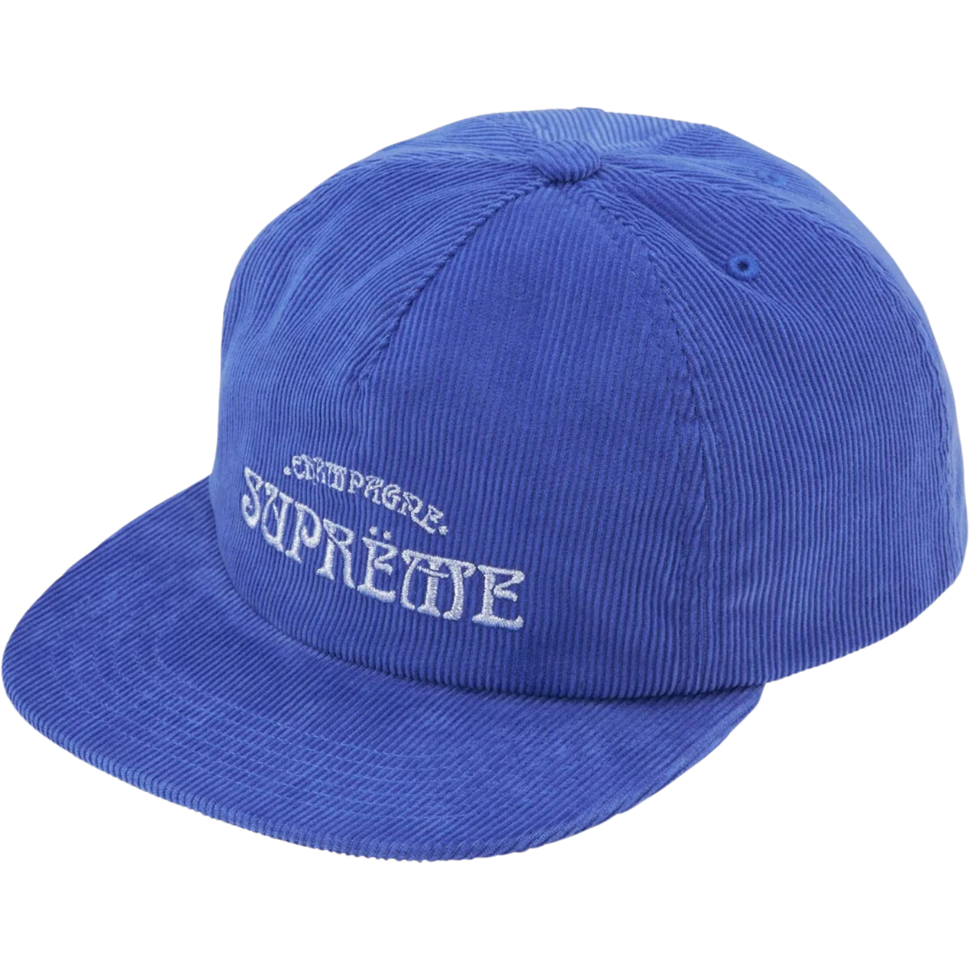 Boné Supreme Champagne Corduroy 5-Panel Azul