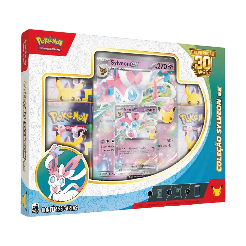 Box Coleção Celebração de 30 Anos (Sylveon ex) Pokémon TCG PTBR