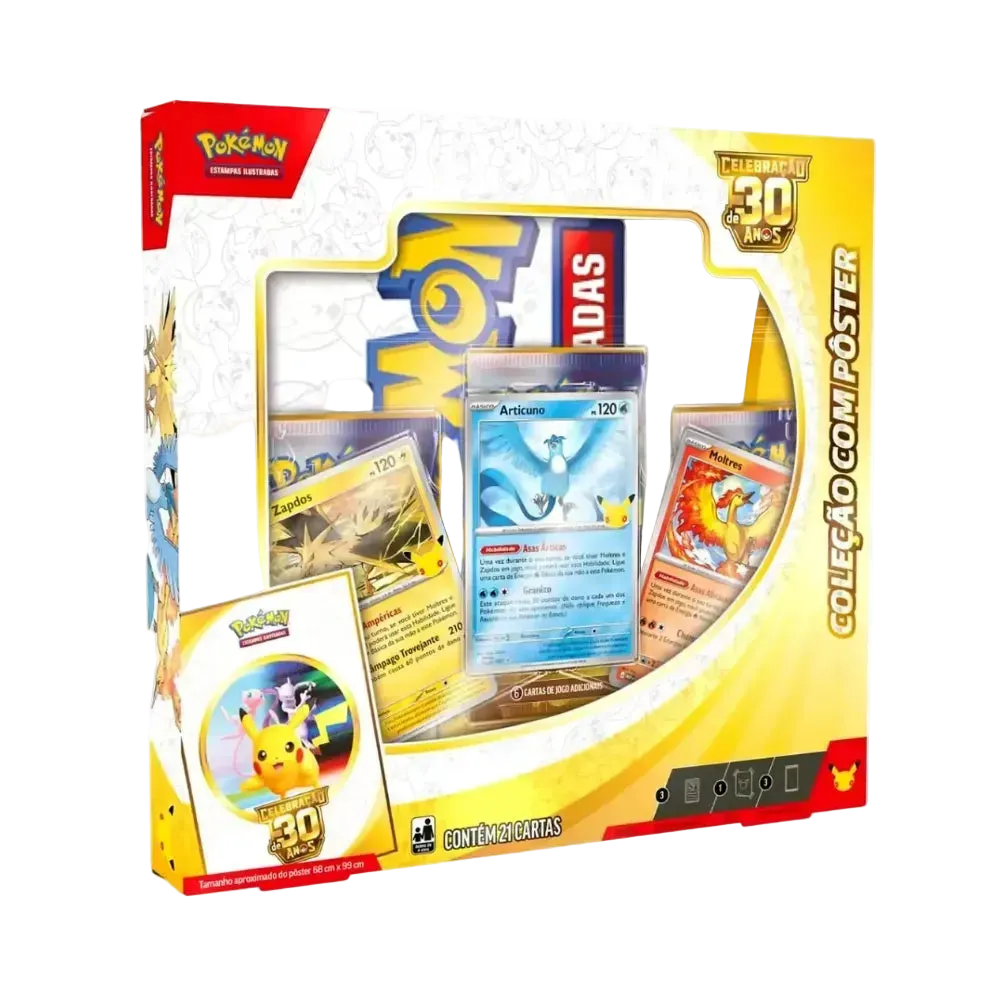 Box Coleção Pôster Celebração de 30 Anos Pokémon TCG PT-BR